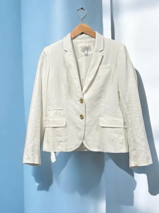 J Crew Schoolboy 100% linen long sleeved cream lined blazer size 8 - Picture 2 of 10